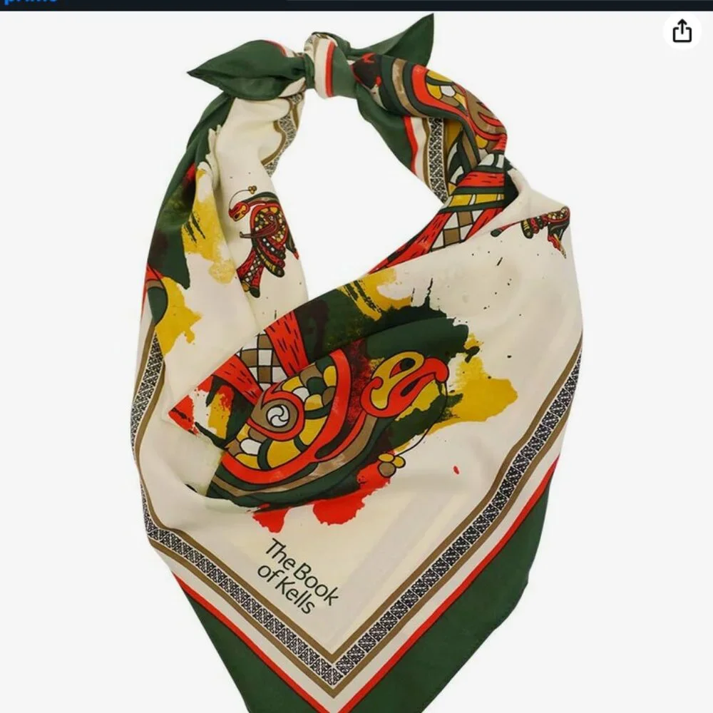 🎨 Patrick Francis “The Book of Kells” Art Scarf – Graphic Silk Square